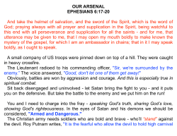 OUR ARSENAL EPHESIANS 6:17-20 And take the helmet of