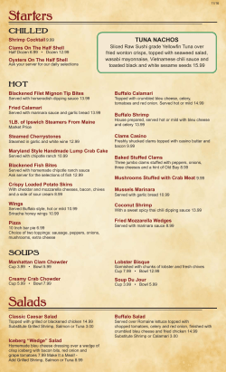 View Printed Menu - The Crab`s Claw Inn