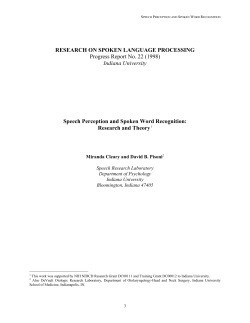 Speech Perception and Spoken Word Recognition: Research and