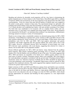 Genetic Variation in MFA, MOE and Wood Density Among Clones of