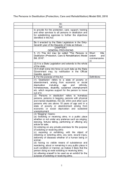 The Persons in Destitution (Protection, Care and Rehabilitation