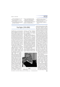 OBITUARY Paul Sigler (1934&ndash;2000)