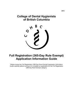 365-Day Rule Exempt - College of Dental Hygienists of British