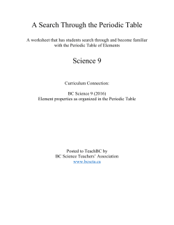 A Search Through the Periodic Table Science 9
