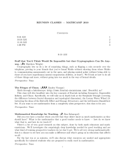 REUNION CLASSES &mdash; MATHCAMP 2010 Contents 9:10 AM 1 10