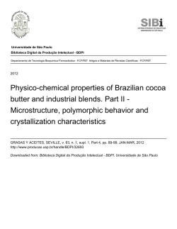 Physico-chemical properties of Brazilian cocoa butter and industrial