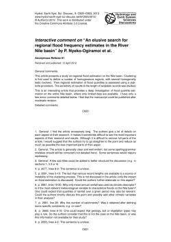 Interactive comment on &ldquo;An elusive search for regional flood