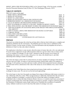 Money, Bona Fide or Non-Bona Fide