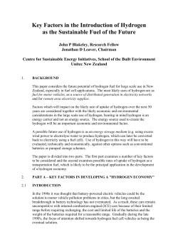 Key Factors in the Introduction of Hydrogen as the Sustainable Fuel
