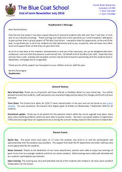 Headteacher`s Newsletter &ndash; July 2016