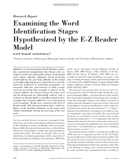 Examining the Word Identification Stages Hypothesized by the E