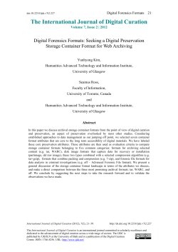 Digital Forensics Formats - International Journal of Digital Curation
