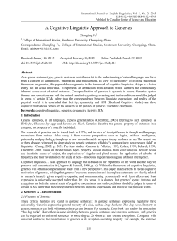 A Cognitive Linguistic Approach to Generics