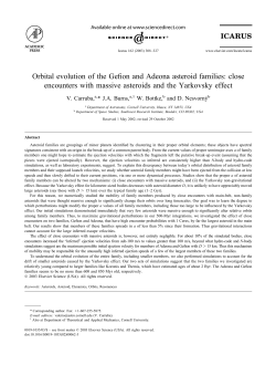 Orbital evolution of the Gefion and Adeona asteroid families: close