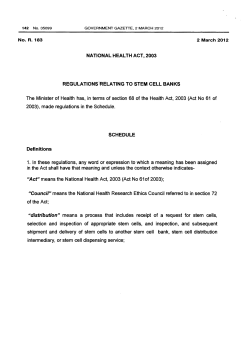 Stem cell banks - National Department of Health