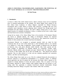 HARNESSING THE POTENTIAL OF LOW VALUE MINERALS