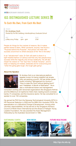 [9 May `14] IGS Distinguished Lecture Series
