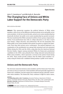 The Changing Face of Unions and White Labor Support for the
