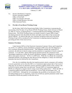Provider of Last Resort (POLR) - Pennsylvania Public Utility