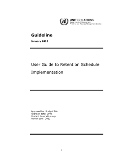 Guideline User Guide to Retention Schedule
