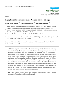 Lipophilic Micronutrients and Adipose Tissue Biology