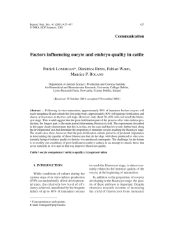 Factors influencing oocyte and embryo quality in