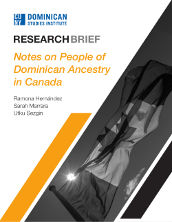 Notes on People of Dominican Ancestry in Canada