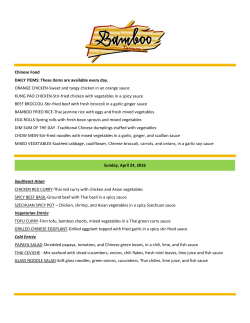 Chinese Food DAILY ITEMS: These items are available every day