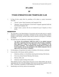 Titans Gymnastics and Trampoline Bylaws