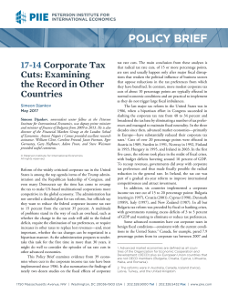 Policy Brief 17-14: Corporate Tax Cuts: Examining the Record in