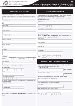 Statutory Declaration of Vehicle`s Dutiable Value