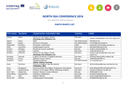 Participants list - North Sea Region