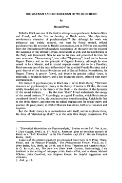 THE MARXISM AND ANTI-MARXISM OF WILHELM REICH by