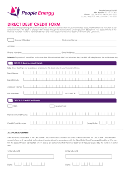 DIRECT DEBIT CREDIT FORM