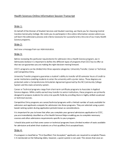 Health Sciences Online Information Session Transcript