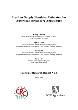 Previous Supply Elasticity Estimates for Australian Broadacre