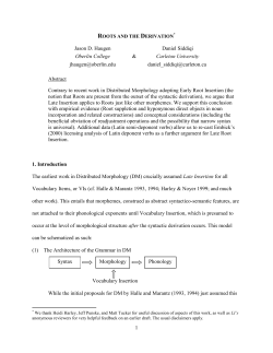Roots and the Derivation - LingBuzz