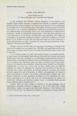 Bernard Fenik, Cincinnati HOMER AND WRITING Some Reflections