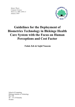 Guidelines for the Deployment of Biometrics