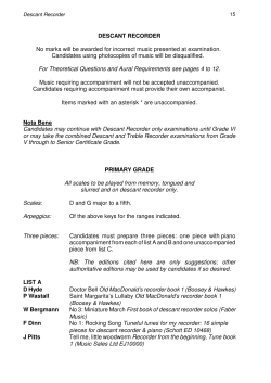 Local Centre Syllabus for Singing Examinations