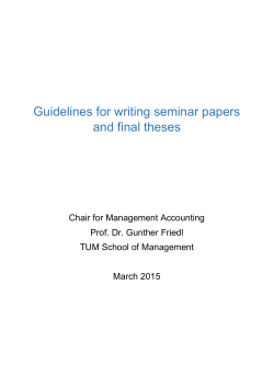 Guidelines for writing seminar papers and final theses