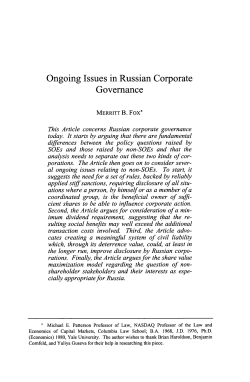Ongoing Issues in Russian Corporate Governance