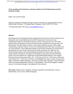 On The Peopling Of The Americas: Molecular Evidence For