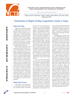 Estimation of Right-of-Way Acquisition Costs in Texas (0-4079-S)