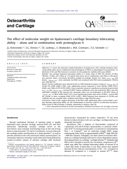 - Osteoarthritis and Cartilage