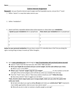 Calorie Internet Assignment