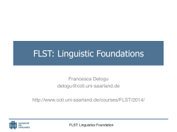 FLST: Linguistic Foundations - coli.uni