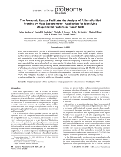 The Proteomic Reactor Facilitates the Analysis of Affinity