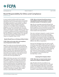 Board Responsibility for Ethics and Compliance