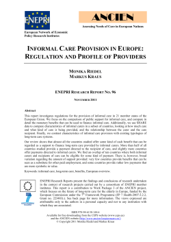 Informal Care Provision in Europe: Regulation and Profile of Providers